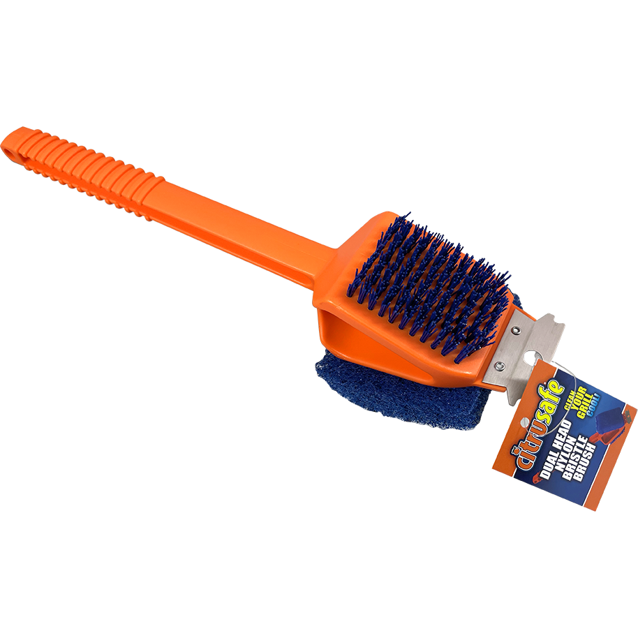 Citrusafe BBQ Grill Scrubber with 3 Heavy Duty Replaceable Scrubber Pads -  Removes Grease and Burnt Food Safely from Grill Grates